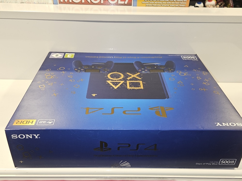 PlayStation 4 Slim 500GB Days of Play Limited Edition with 2 Controllers & Wiring