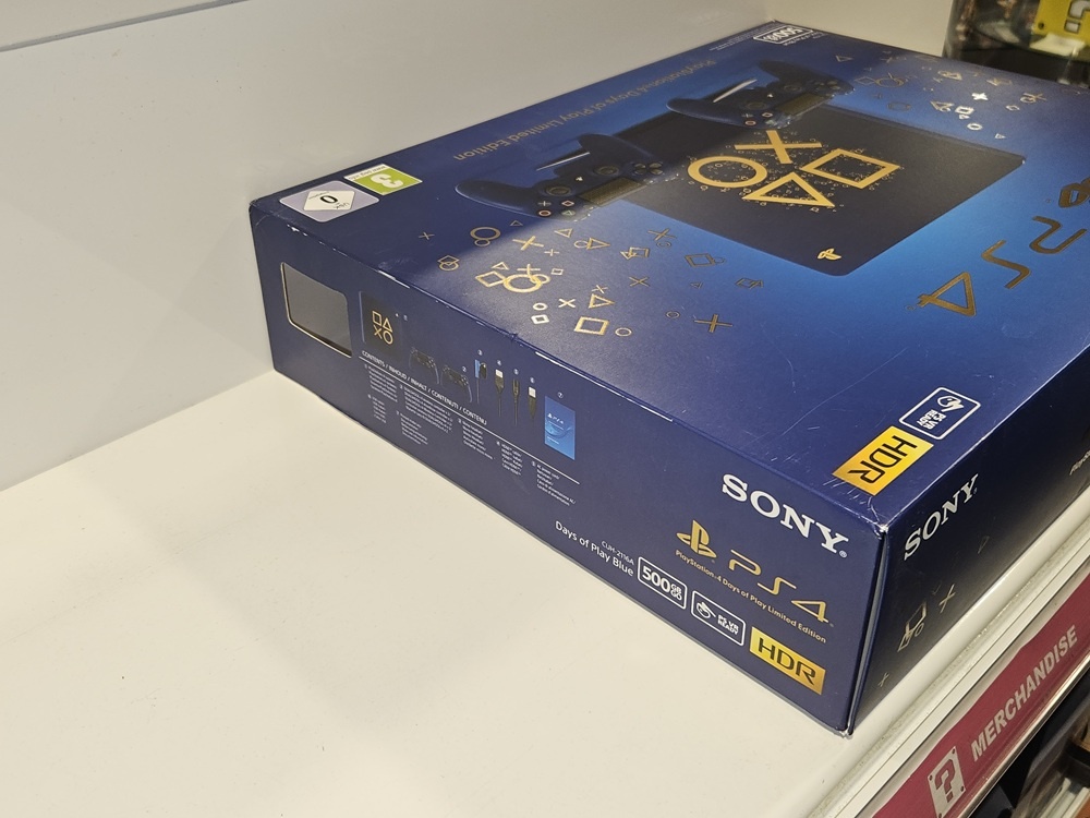 PlayStation 4 Slim 500GB Days of Play Limited Edition with 2 Controllers & Wiring