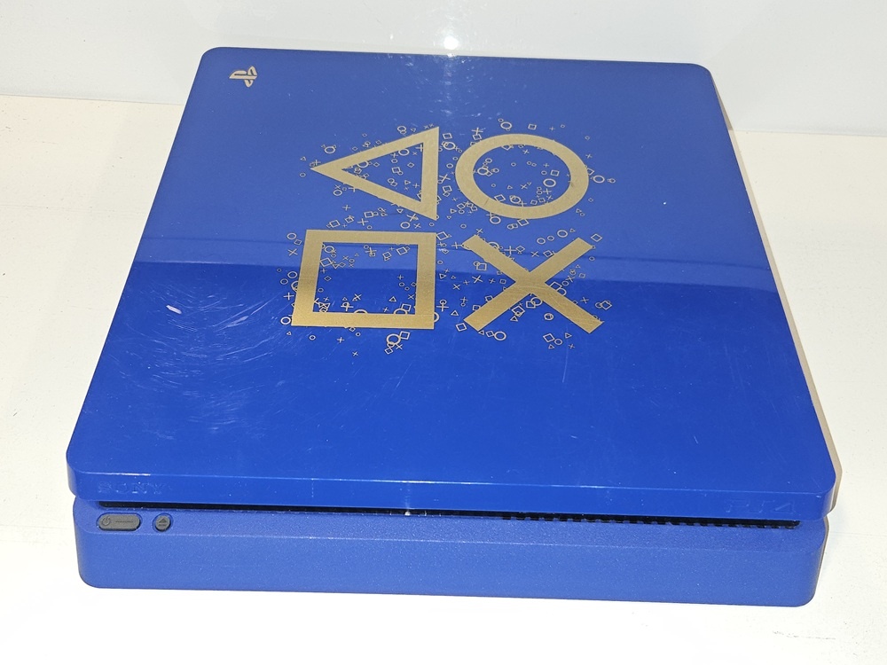 PlayStation 4 Slim 500GB Days of Play Limited Edition with 2 Controllers & Wiring