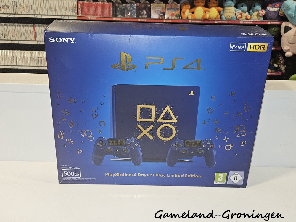 PlayStation 4 Slim 500GB Days of Play Limited Edition with 2 Controllers & Wiring