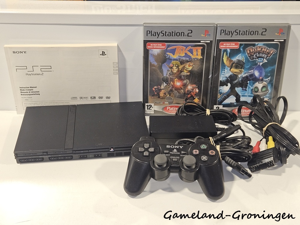 PlayStation 2 Slimline Ratchet & Clank 2 + Jak II Pack (Boxed, Zwart)