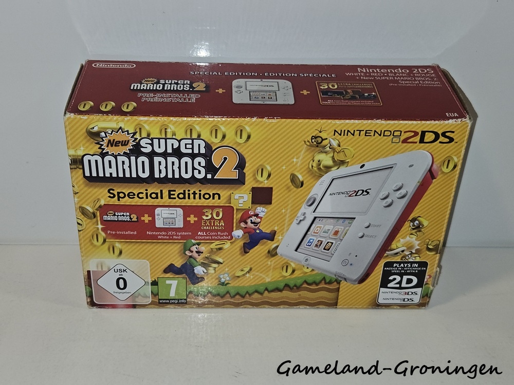 Nintendo 2DS Console Wit/Rood + New Super Mario Bros 2 (Boxed)
