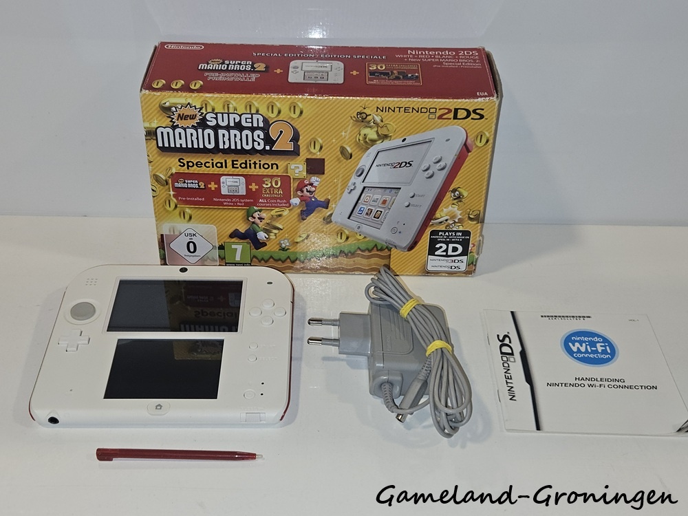 Nintendo 2DS Console Wit/Rood + New Super Mario Bros 2 (Boxed)