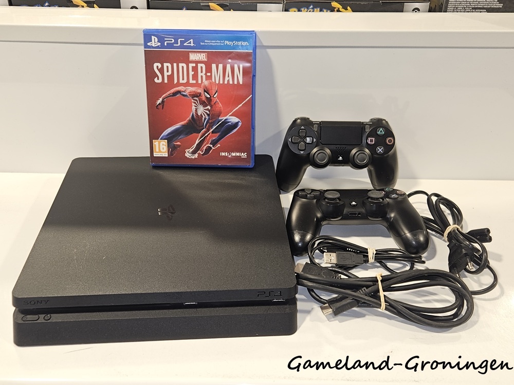 PlayStation 4 Slim 1TB Spider-Man Pack with 2 Controllers & Wiring