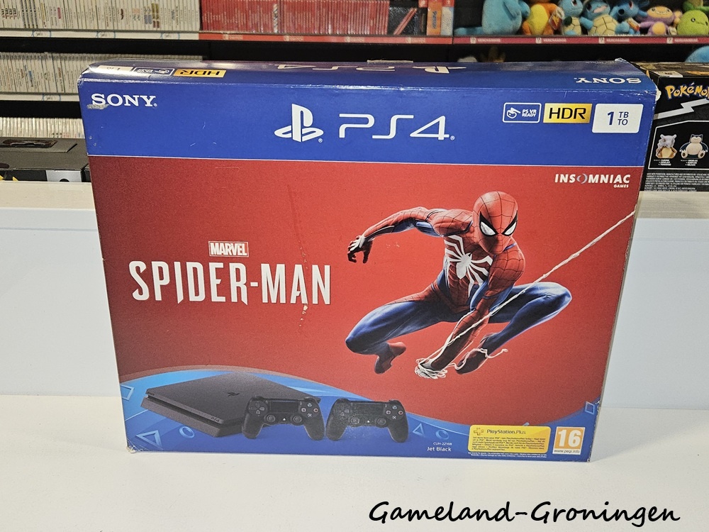 PlayStation 4 Slim 1TB Spider-Man Pack met 2 Controllers & Bedrading