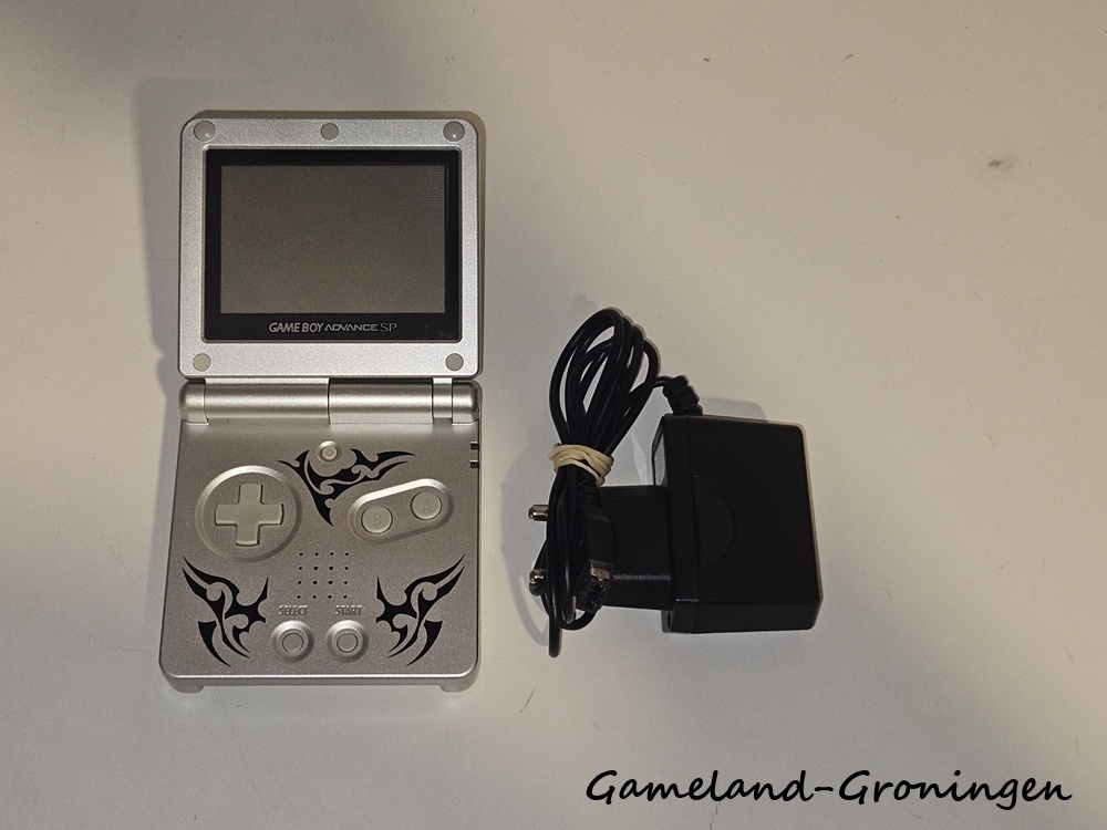 Gameboy Advance SP with Charger (Silver Tribal)