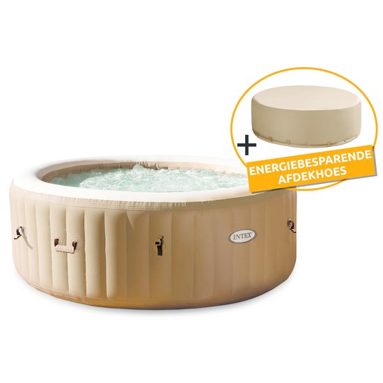 Intex PureSpa opblaasbare spa Bubble 4 personen (incl. energiebesparende afdekhoes)