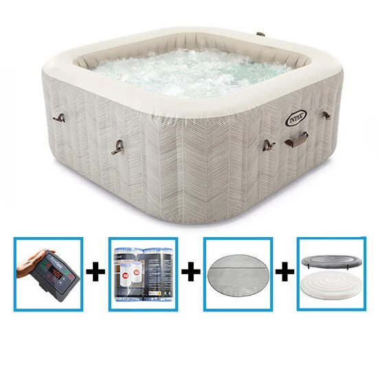 Intex PureSpa Chevron Deluxe Bubble Therapy + Hard Water Systeem + Zoutwatersysteem - 4 personen
