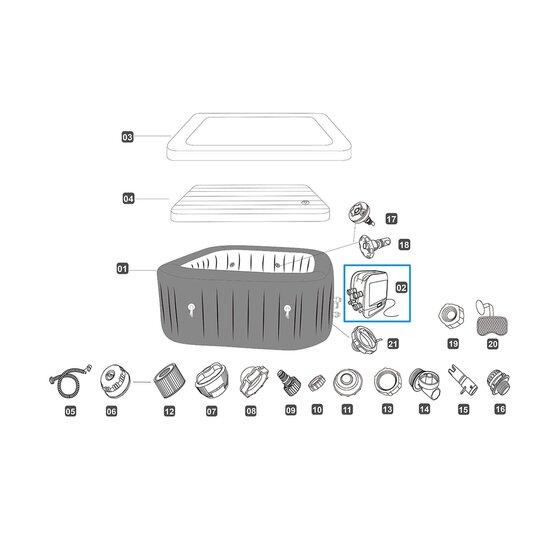 Lay-Z-Spa koppelingstuk incl. schroeven & O-ring voor HydroJet Pro pomp