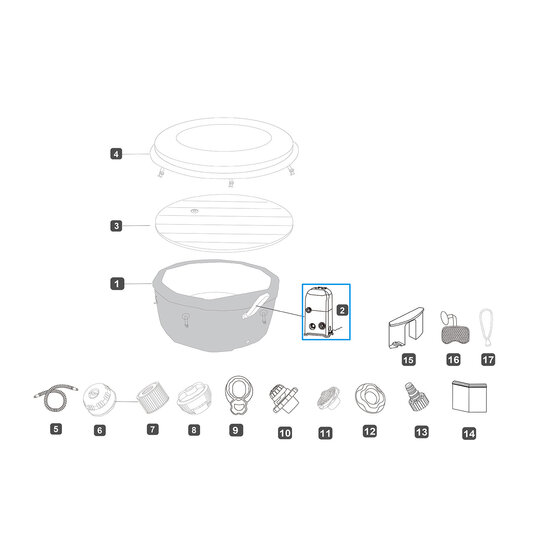 Lay-Z-Spa UltraFit AirJet Pomp/Heater + WiFi voor Carrara/Toronto/Stockholm