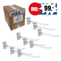 100x Eurohaak ,voor slatwall ,L=20 cm, chroom