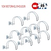 10x Motorhelmhouder, ZWART, Chroom