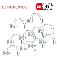 10x Motorhelmhouder, ZWART, Chroom
