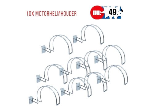 10x Motorhelmhouder, Chroom