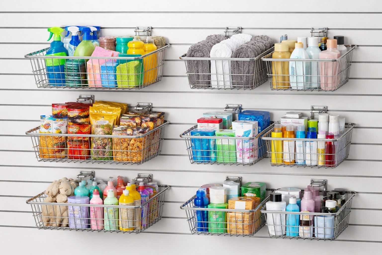 Draadmanden voor slatwall: maximale flexibiliteit.