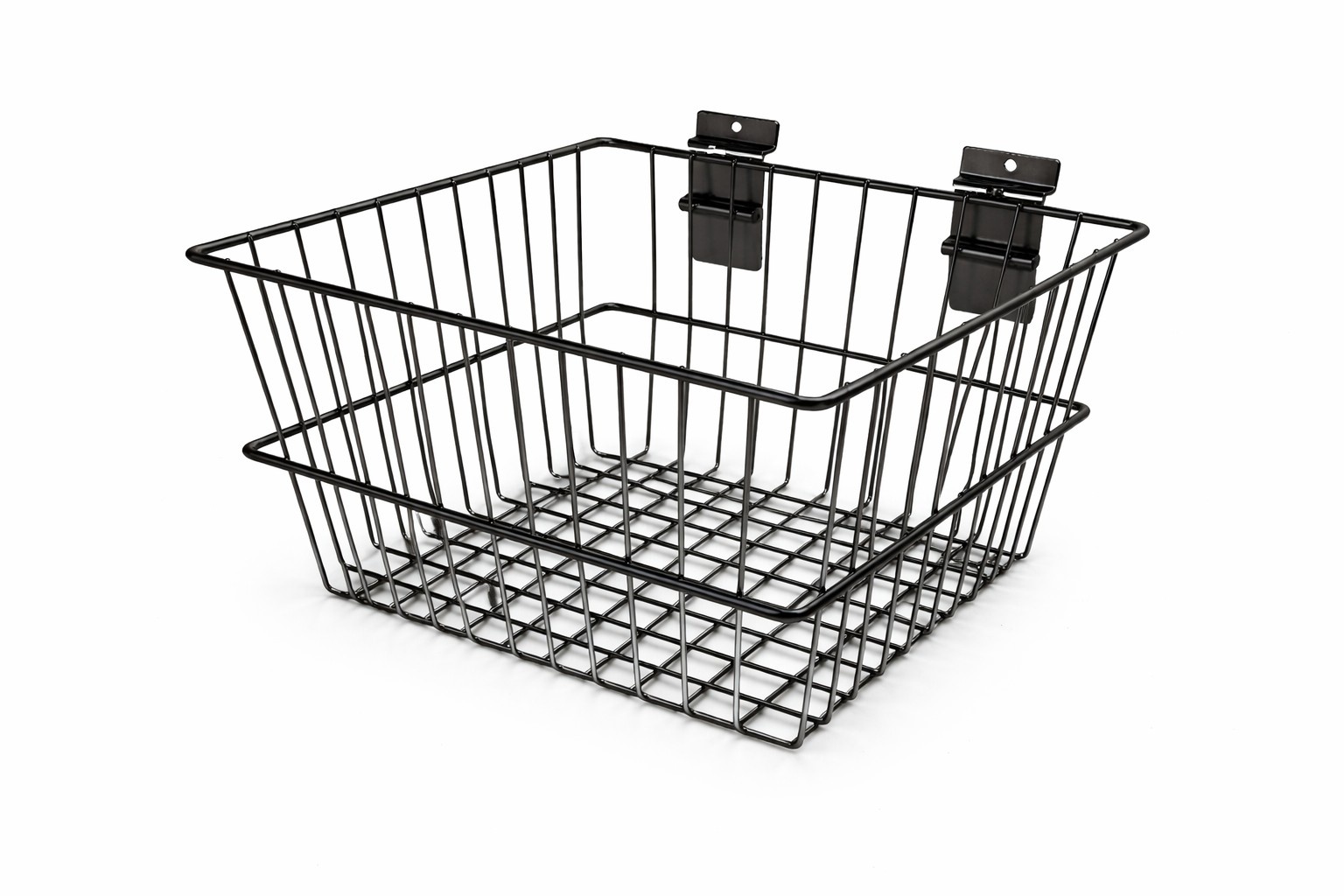 Zwarte grote draadmand voor slatwall