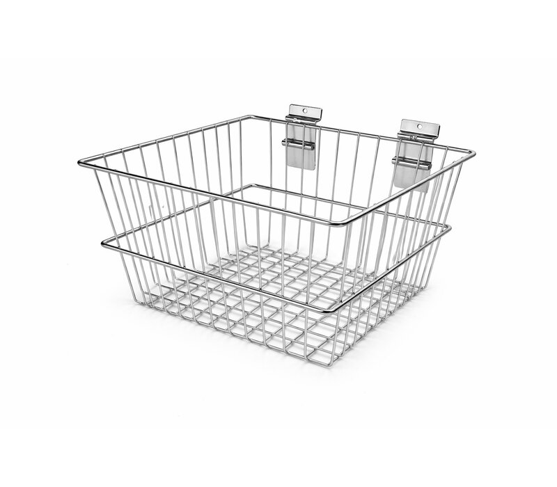 Draadmand, verchroomd, diep,300x300x205 (H) MM.