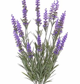 Artificial lavender (Lavandula) bush, 76 lvs. & 19 flowers (8cm), UV safe, full plastic, 45cm