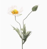 Poppyflower, x1 flr & 1 bud, flocked leaves & stem, 40cm