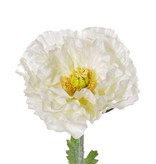 Poppy flower double, "satin" x1, x3lvs, ø12cm, x6petals, flocked, 74cm