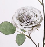 Rosenzweig mit 3 Blumen, 1 Knospe , 12 Blättern, modellierbar (Volldraht), 81cm