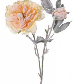 Peony, 1 flr, 1 bud, snow, ""pastel winter"", 61cm