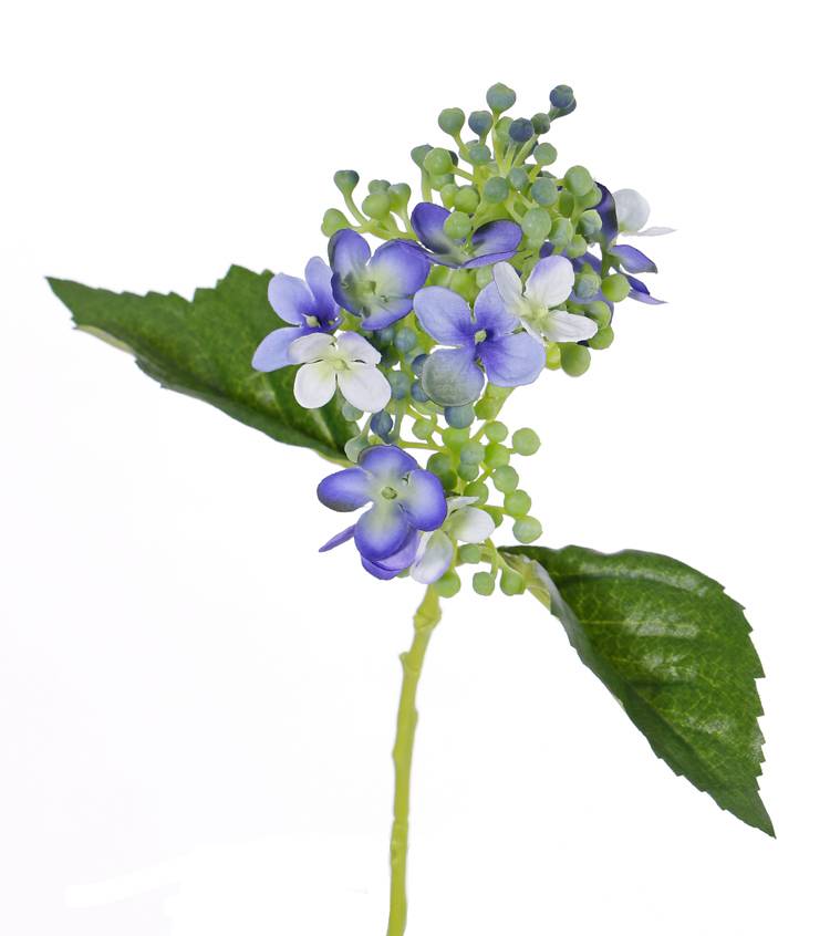 Hortensia  "fresh bloom", 15 bloemen,  2 bladeren,  & zachte knoppen,  33 cm