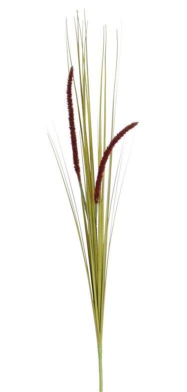 Grass bush flowering (Cattail), 2 flowers, 22 leaves, PVC, 90cm