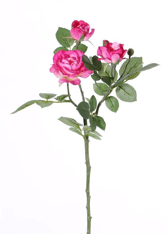 Rozentak "Elsa", 3 bloemen (Ø 7/5/3,5cm), 2 knop (1 plastic) & 32 blad, 48 cm