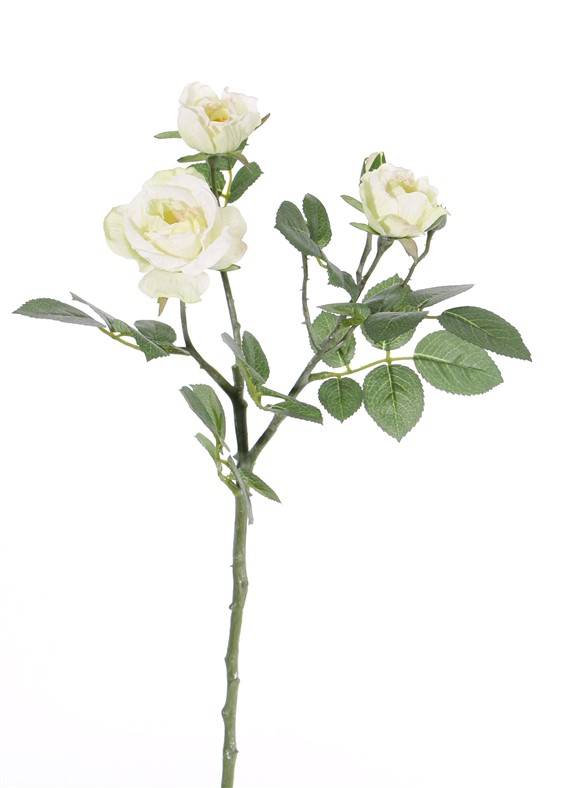 Rama de Rosas "Elsa", 3 flores (Ø 7/5/3,5cm), 2 capullos, 32 hojas, 48 cm