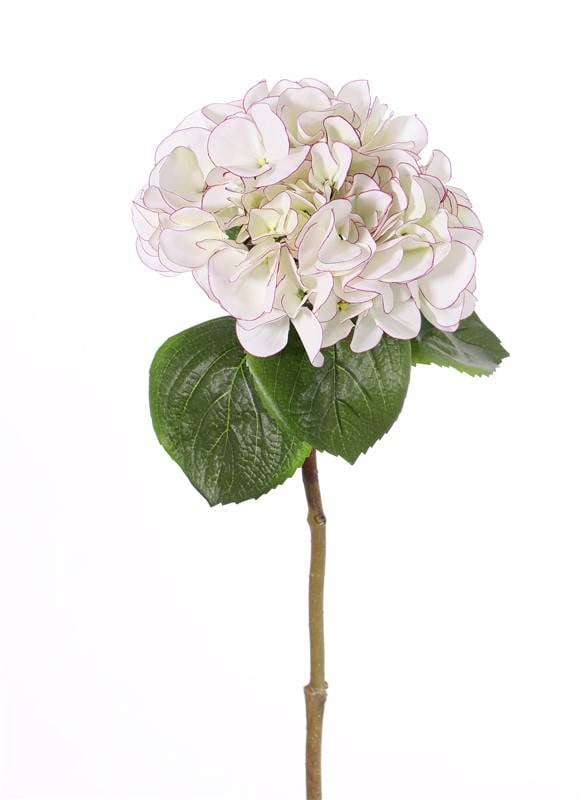 Hortensia "Sensitive", Ø 18cm, 52 bloemblaadjes & 5 bladeren, 60cm