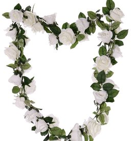 Rozenslinger 'Honeymoon', 32 bloem (16Lg ø9cm/16Md ø7cm) & 90 blad, 180cm