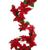 Poinsettia (Kerstster) slinger, 12 bloemen (6Lg/6Md) &18 blad, 180cm