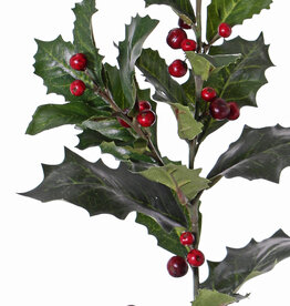 Ilexzweig, Stechpalme, (Ilex aquifolium) mit 3 Verzweigungen, 31 Blätter, 36 Beeren, 76cm