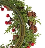 Cypress wreath medium flocked, 60 cones & 45 berries, Ø 15cm/28cm