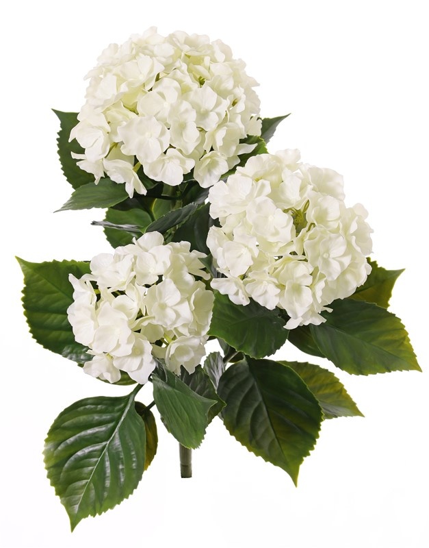 Hortensia (Hydrangea), 'All weather', 3 bloemtrossen (141 bloemen) & 27 blad, 43cm, UV bestendig