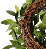 artificial laurel wreath (Laurus nobilis) 'Top Green', Ø  40cm, UV safe, on  rattan base