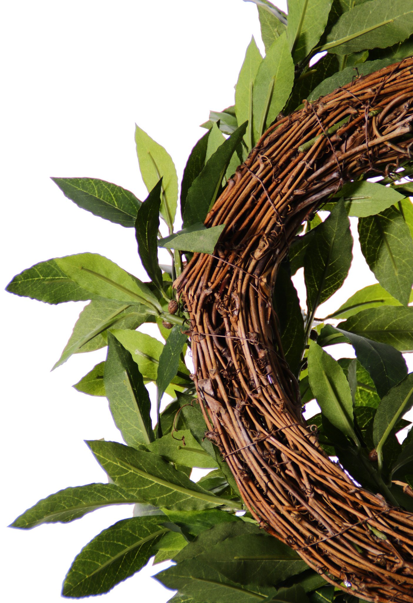 artificial laurel wreath (Laurus nobilis) 'Top Green', Ø  40cm, UV safe, on  rattan base