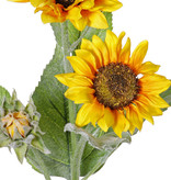 Sunflower (Helianthus) large, x2flrs (ø12/15cm), x1bud, x7lvs, flocked, 86cm