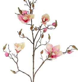 Rama de magnolia con 4 flores, 22 capullos, 107cm