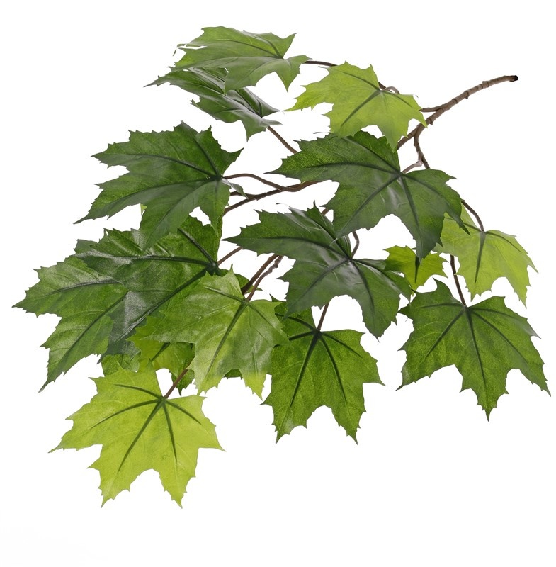 Esdoorn bladtak (Acer pseudoplatanus),5 vertakkingen, 16 blad, bruine steel, UV bestendig, 72cm