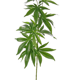 Cannabis sativa (Hennep), kunstplant, 14 bladeren (9*15cm/5*12cm), 97cm