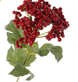 Pepper berries spray (foam), with 3 clusters & 12 leaves, plastic brown stem, 80cm