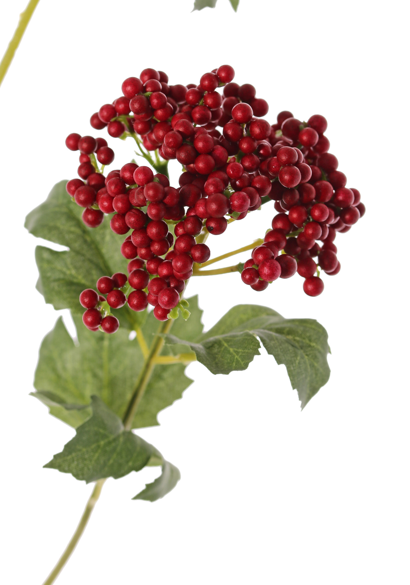 Pepper berries spray (foam), with 3 clusters & 12 leaves, plastic brown stem, 80cm