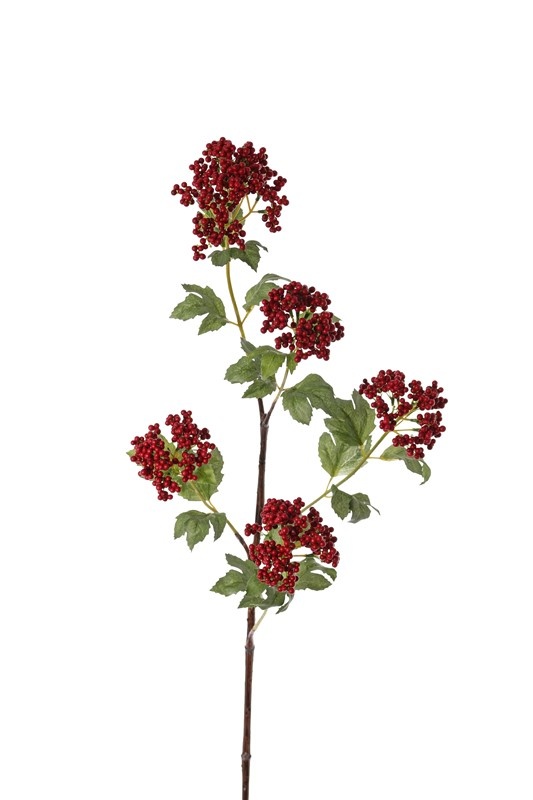 Pepper berries spray (foam), with 5 clusters & 20 leaves, plastic brown stem, 90cm