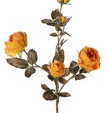 Rama de rosa Edith, 4 flores (2x Ø 8cm, 2x Ø 5cm) & 3 capullos, 26 hojas, 76cm