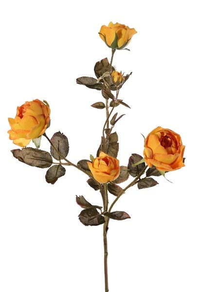 Rosenzweig Edith, 4 Blumen (2x Ø 8cm, 2x Ø 5cm) & 3 Knospen, 26 Blätter, 76cm