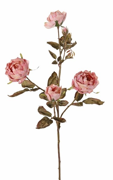Rozentak Edith, 4 bloemen (2x Ø 8cm, 2x Ø 5cm) & 3 knop, 26 blad, 76cm