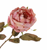 Rozentak Edith, 4 bloemen (2x Ø 8cm, 2x Ø 5cm) & 3 knop, 26 blad, 76cm