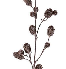 Pinecone branch large x4, with 12 plastic apples (8x7cm & 4x3cm), 98cm